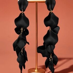 Black Leaf Dangle Earrings